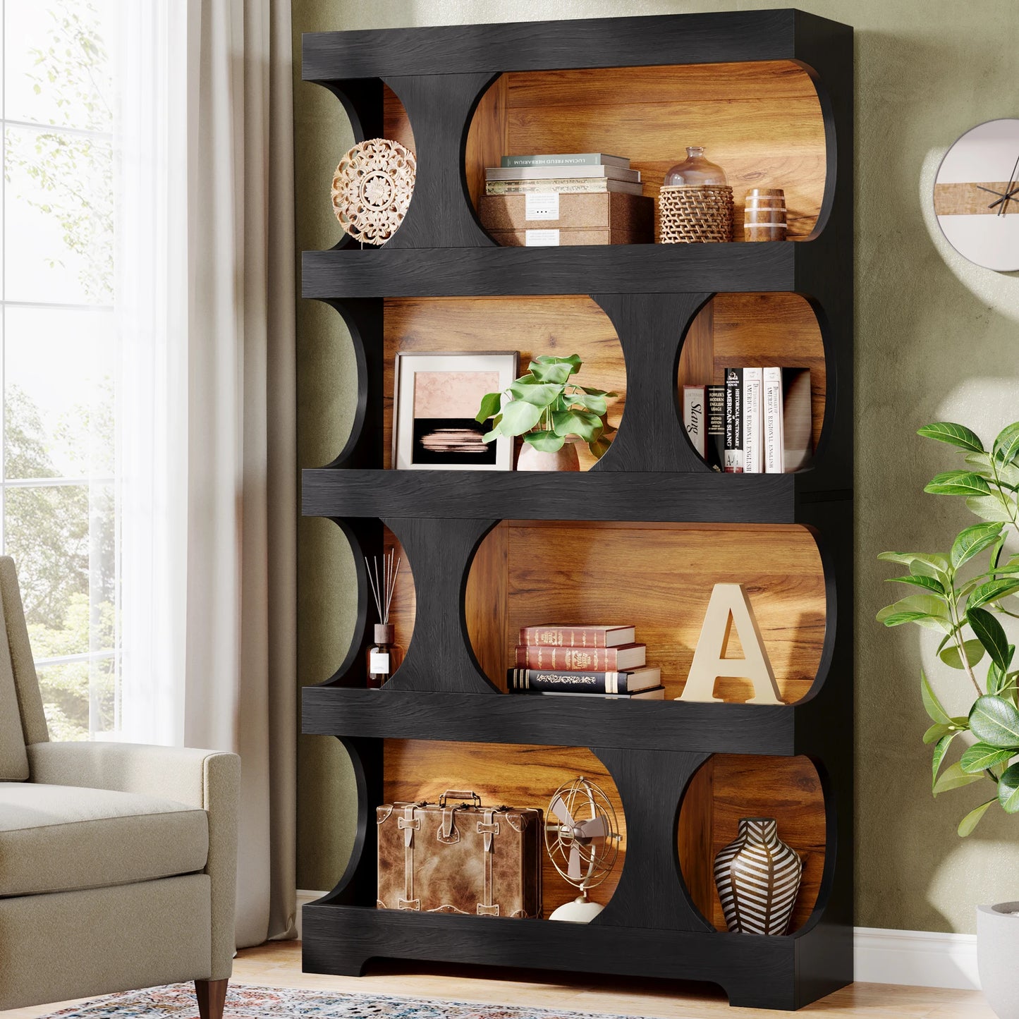 4-Tier Wood Decorative Storage Shelving