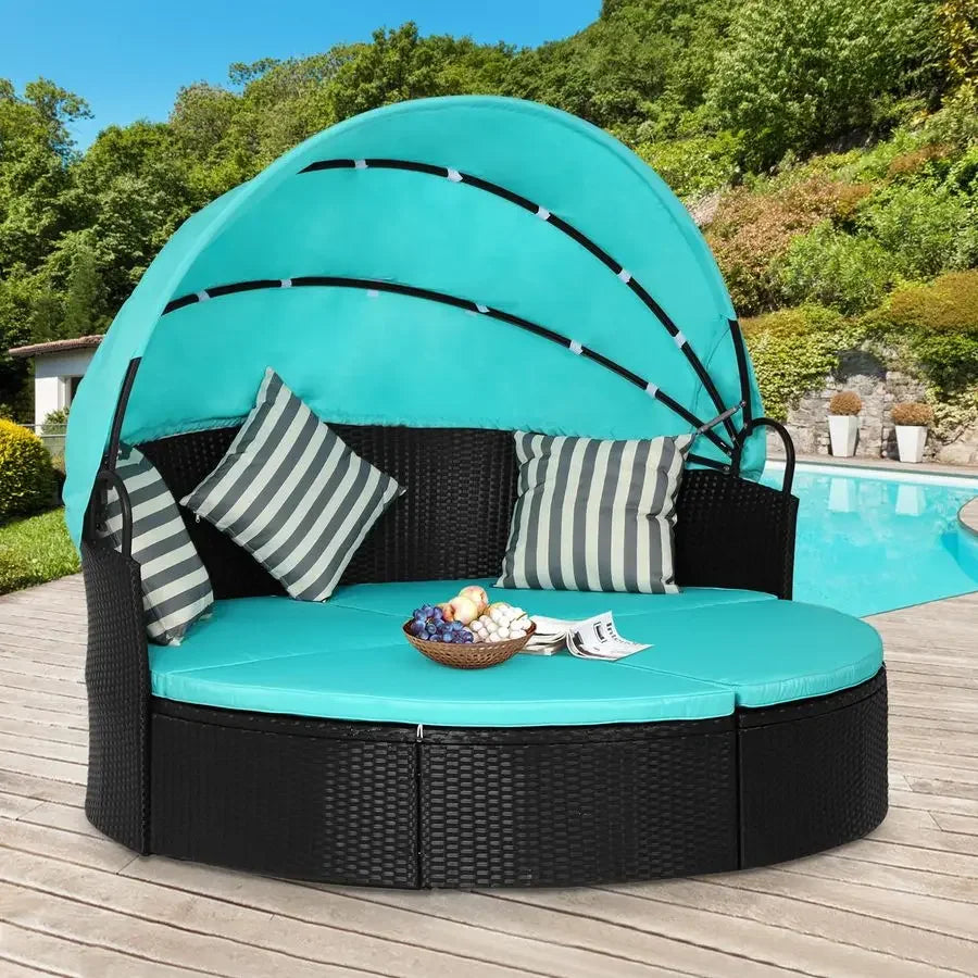 Round Wicker Outdoor Daybed