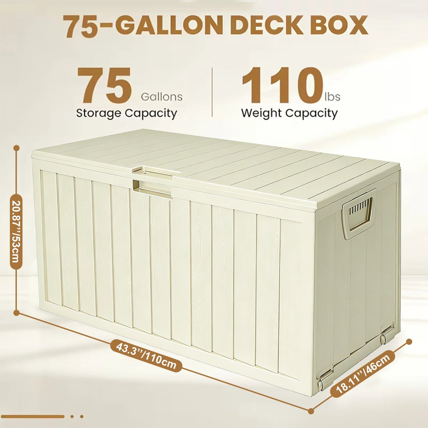 75 Gallon Outdoor Waterproof Storage Box