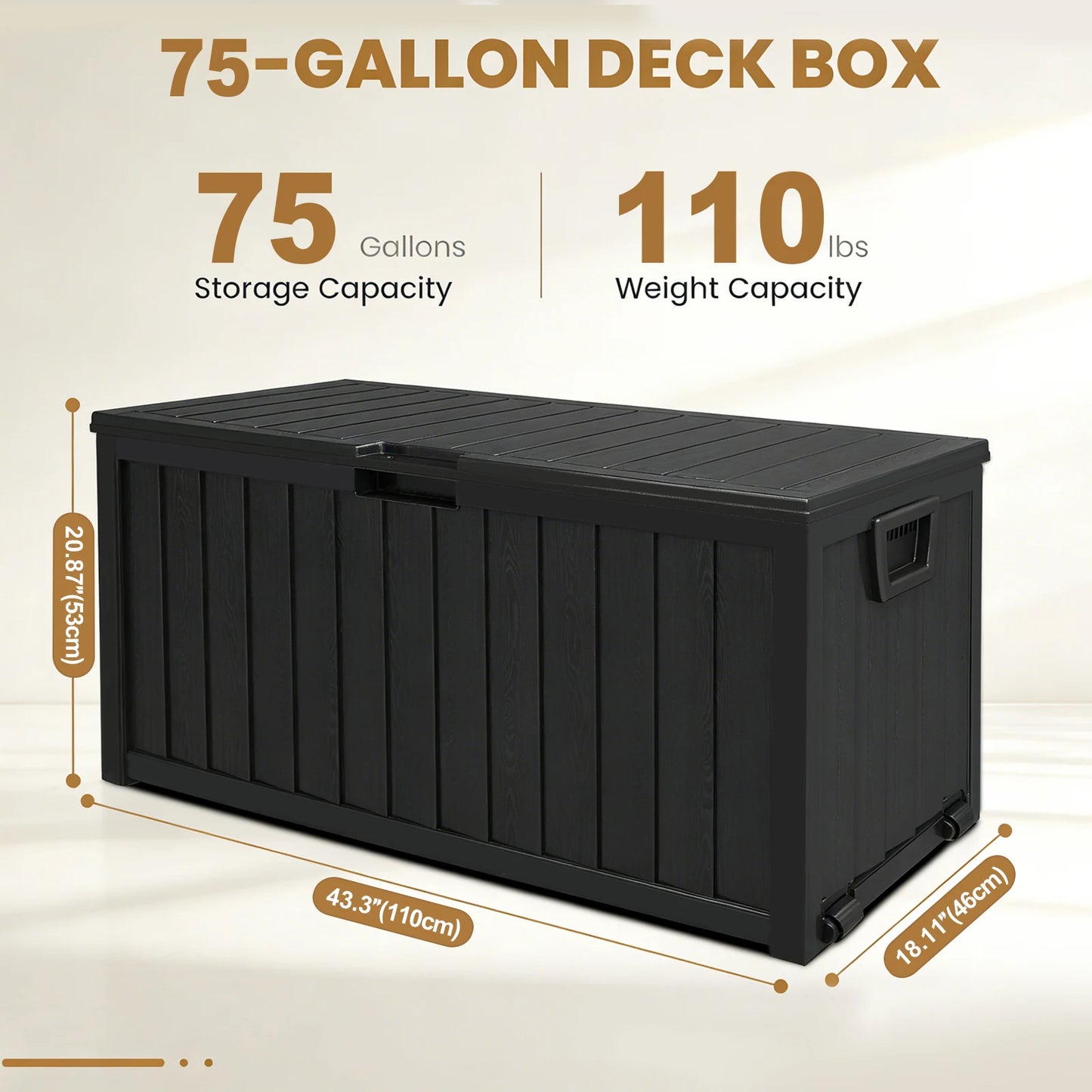 75 Gallon Outdoor Waterproof Storage Box