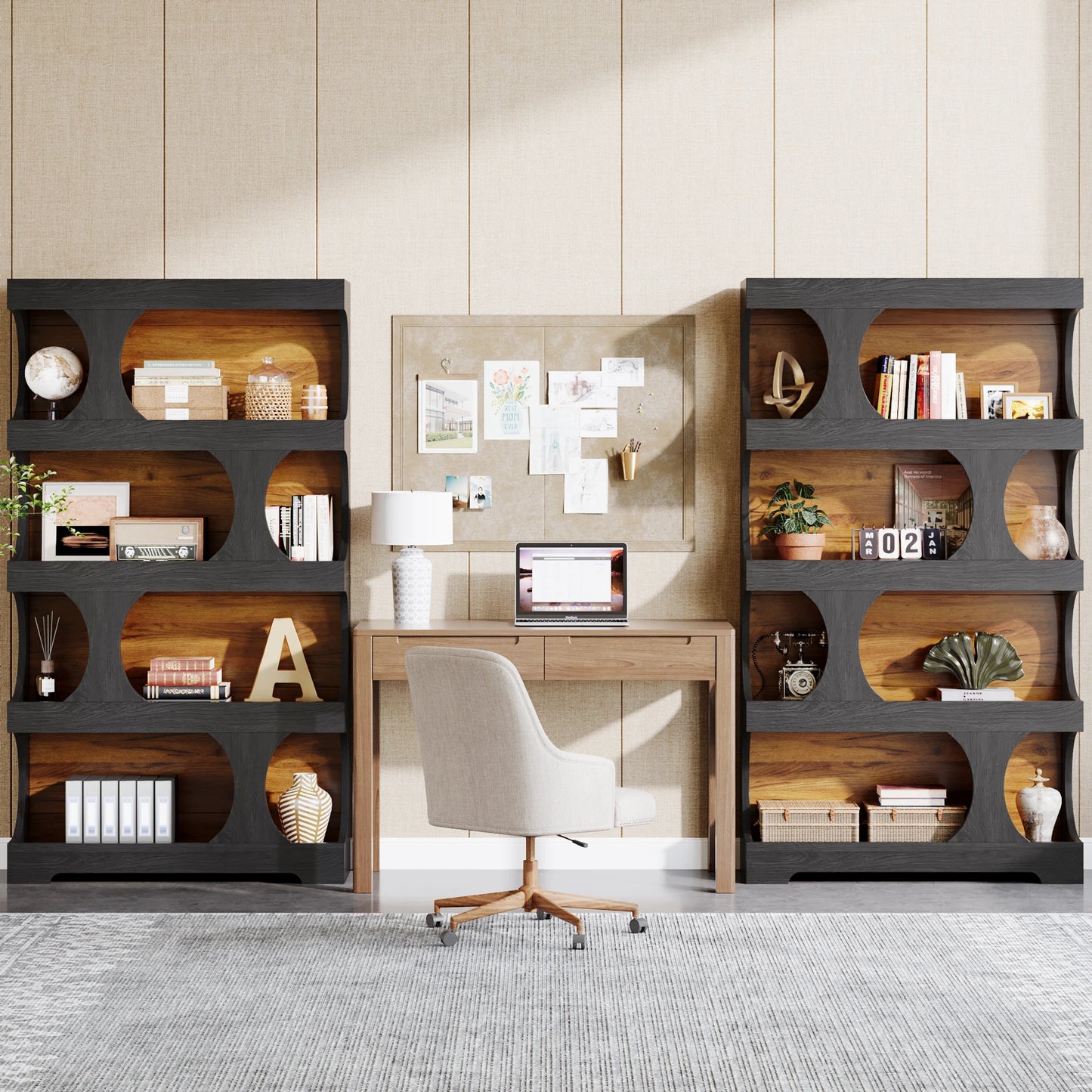 4-Tier Wood Decorative Storage Shelving
