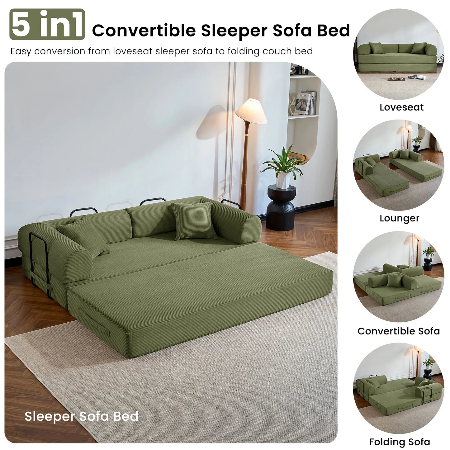 Loveseat Sleeper Floor Sofa for Living Room/Bedroom