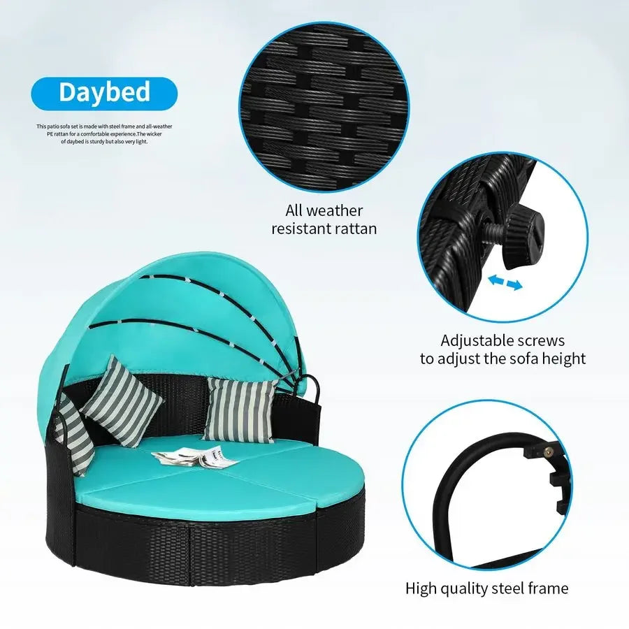 Round Wicker Outdoor Daybed