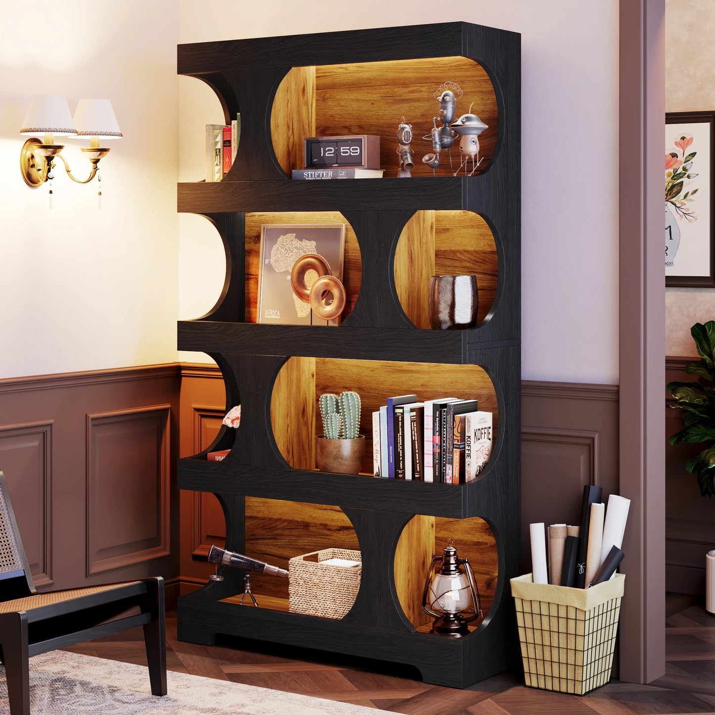 4-Tier Wood Decorative Storage Shelving