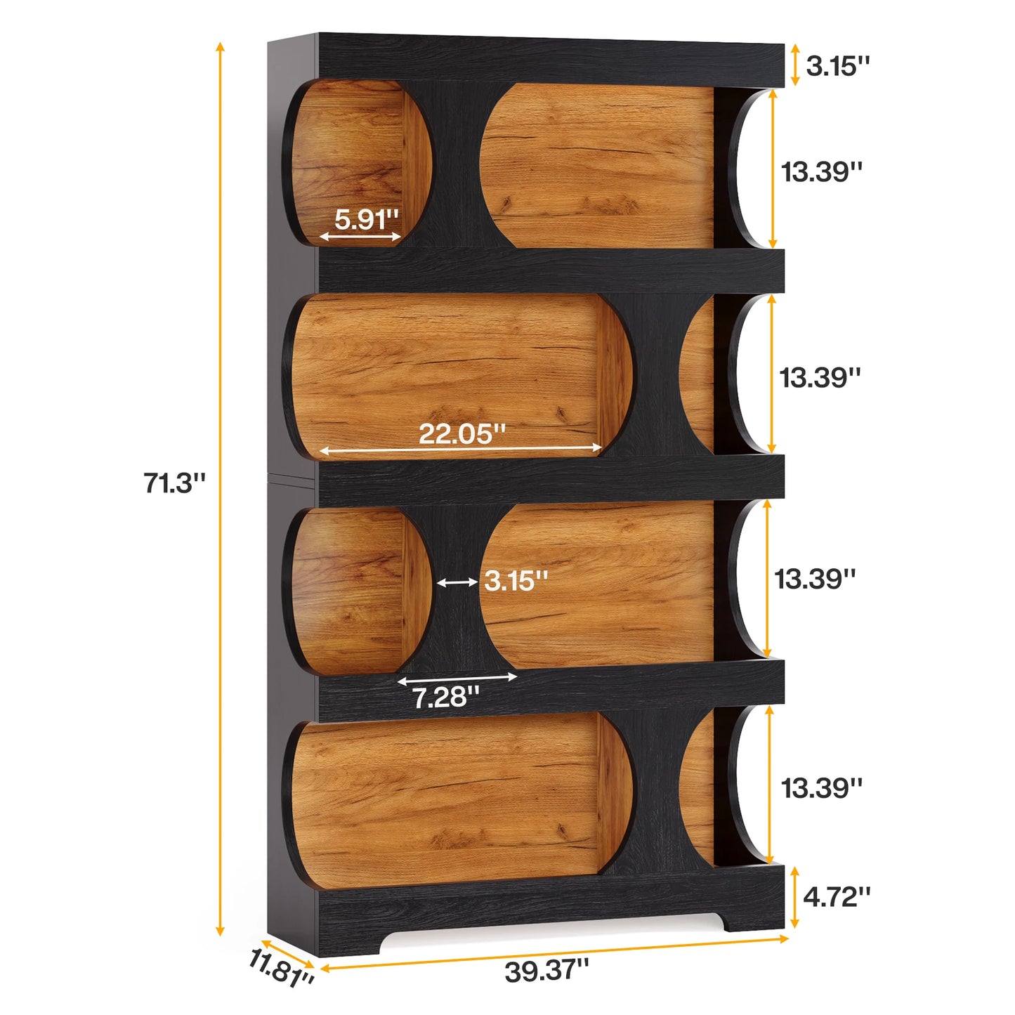 4-Tier Wood Decorative Storage Shelving