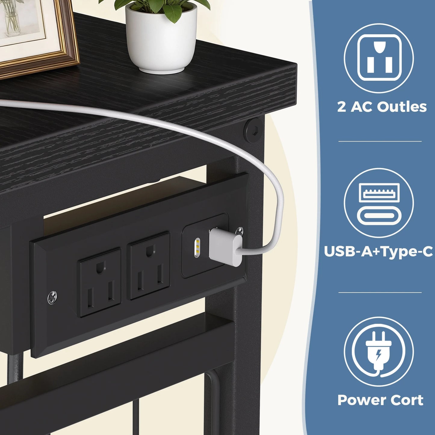 6 Drawer Fabric Dresser with Hanging Rack