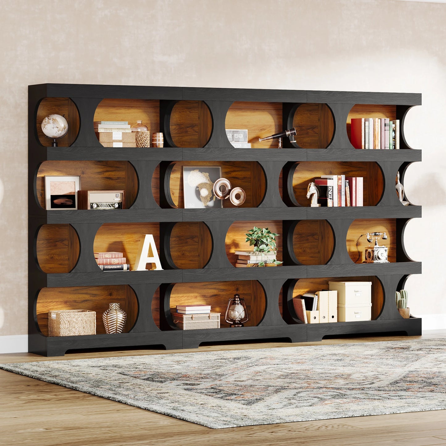 4-Tier Wood Decorative Storage Shelving